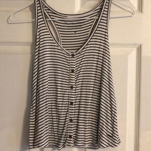 Hollister Black and White Stripe Tank Top